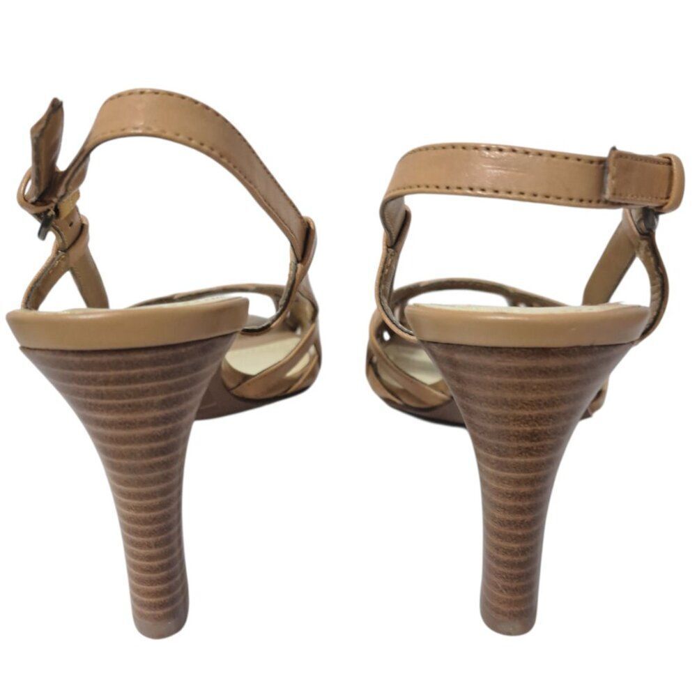 Worthington Women's Tan Slingback Strappy Heels Open Toe Classic Sz 7.5 - Picture 4 of 7